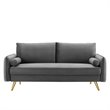 Pemberly Row Contemporary Performance Velvet Upholstered Sofa in Gray