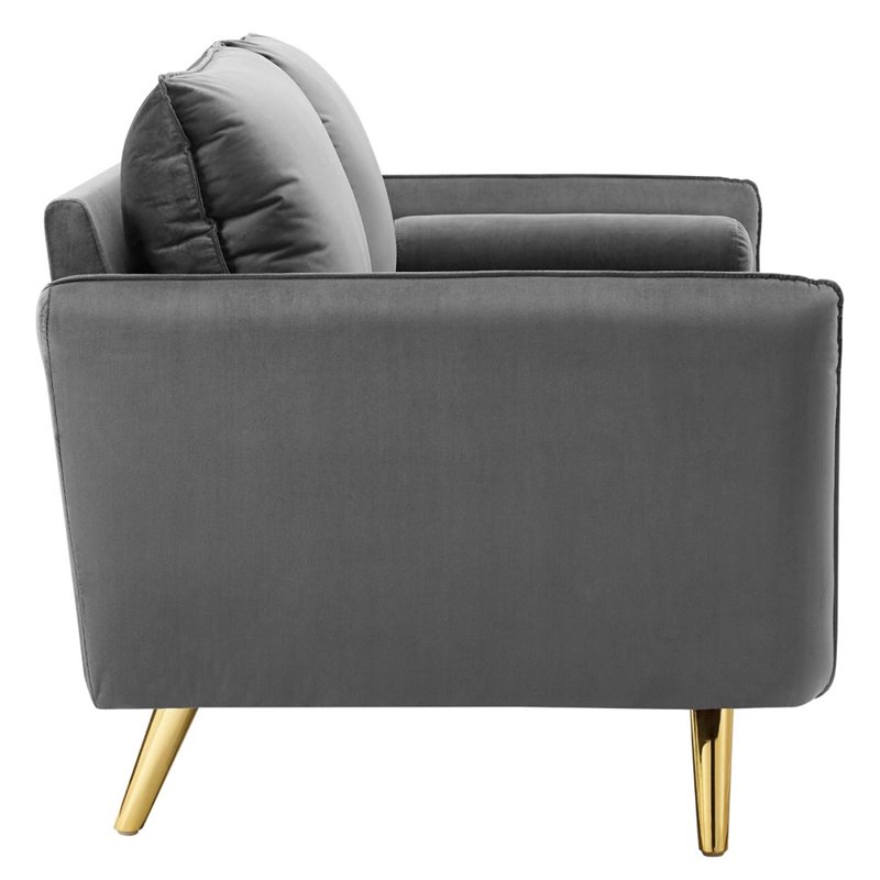 Pemberly Row Contemporary Performance Velvet Upholstered Sofa in Gray