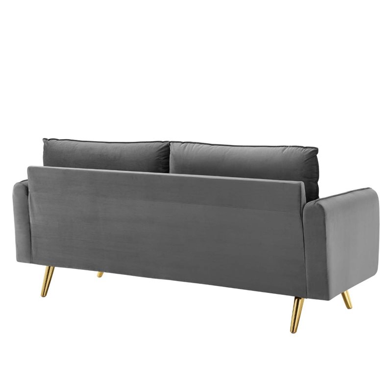 Pemberly Row Contemporary Performance Velvet Upholstered Sofa in Gray