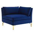 Pemberly Row Performance Velvet Upholstered Corner Sectional Chair in Navy