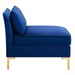 Pemberly Row Performance Velvet Upholstered Armless Sectional Chair in Navy