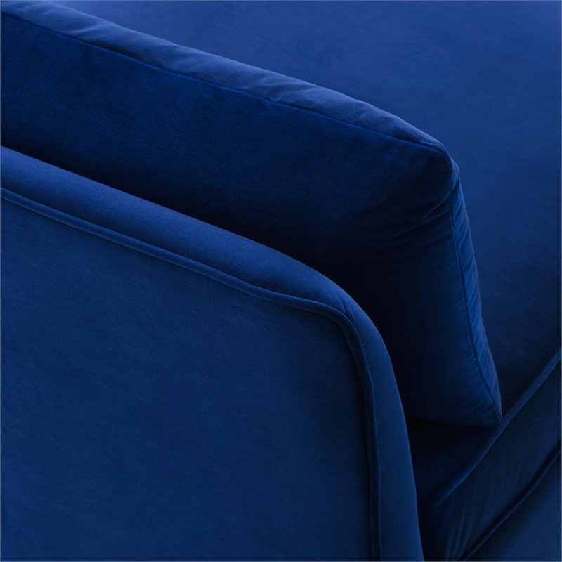 Pemberly Row Performance Velvet Upholstered Armless Sectional Chair in Navy