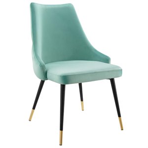 Pemberly Row 17.5&quot Modern Velvet Performance Tufted Dining Side Chair in Green