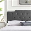 Pemberly Row Modern Velvet Tufted Full/Queen Performance Headboard in Charcoal
