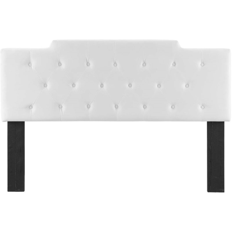 Pemberly Row Modern Velvet Tufted Full/Queen Performance Headboard in White
