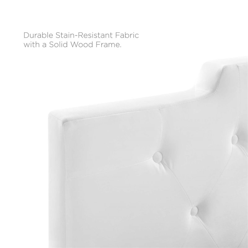 Pemberly Row Modern Velvet Tufted Full/Queen Performance Headboard in White