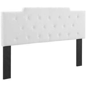 Pemberly Row Modern Velvet Tufted Full/Queen Performance Headboard in White