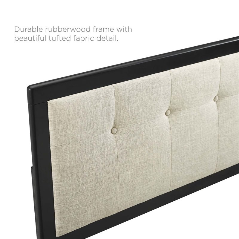 Pemberly Row Modern Fabric Tufted King Headboard in Beige/Black