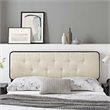 Pemberly Row Modern Fabric Tufted Queen Headboard in Beige/Black