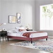 Pemberly Row Modern Performance Velvet Queen Platform Bed Frame in Dusty Rose