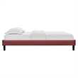 Pemberly Row Modern Performance Velvet Queen Platform Bed Frame in Dusty Rose