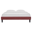 Pemberly Row Modern Performance Velvet Queen Platform Bed Frame in Dusty Rose
