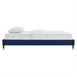 Pemberly Row Modern Performance Velvet Full Platform Bed Frame in Navy