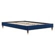 Pemberly Row Modern Performance Velvet Full Platform Bed Frame in Navy