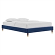 Pemberly Row Modern Performance Velvet Full Platform Bed Frame in Navy