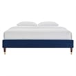 Pemberly Row Modern Performance Velvet Full Platform Bed Frame in Navy