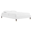 Pemberly Row Modern Performance Velvet Queen Platform Bed Frame in White
