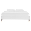 Pemberly Row Modern Performance Velvet Queen Platform Bed Frame in White