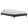 Pemberly Row Modern Performance Velvet King Platform Bed Frame in Charcoal