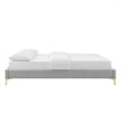 Pemberly Row Modern Performance Velvet Full Bed Frame in Light Gray