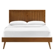 Pemberly Row Modern Wood Queen Platform Bed with Splayed Legs in Walnut