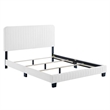 Pemberly Row Modern Velvet Channel Tufted Performance King Bed in White