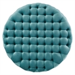 Pemberly Row Round Button Tufted Performance Velvet Ottoman in Sea Blue