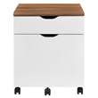 Pemberly Row Wood File Cabinet with Plastic Casters in Walnut/White