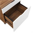 Pemberly Row Wood File Cabinet with Plastic Casters in Walnut/White