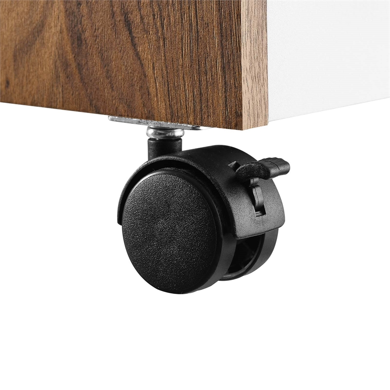 Pemberly Row Wood File Cabinet with Plastic Casters in Walnut/White