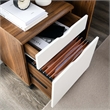 Pemberly Row Wood File Cabinet with Plastic Casters in Walnut/White