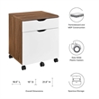Pemberly Row Wood File Cabinet with Plastic Casters in Walnut/White