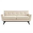 Pemberly Row Tufted Back Upholstered Fabric Loveseat in Beige