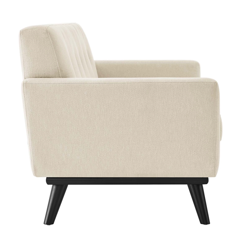 Pemberly Row Tufted Back Upholstered Fabric Loveseat in Beige