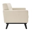 Pemberly Row Tufted Back Upholstered Fabric Loveseat in Beige