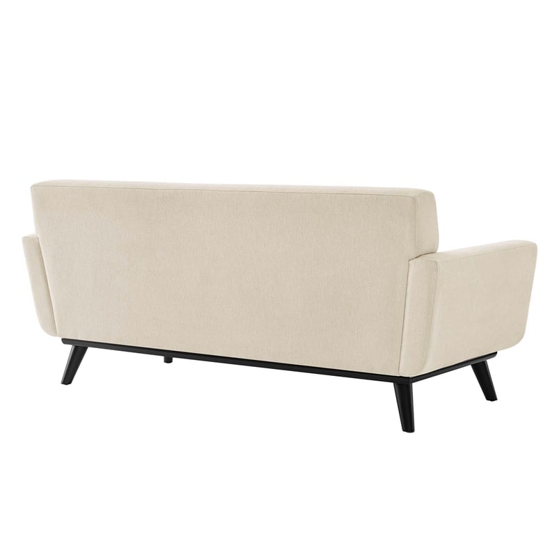 Pemberly Row Tufted Back Upholstered Fabric Loveseat in Beige