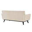 Pemberly Row Tufted Back Upholstered Fabric Loveseat in Beige