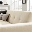 Pemberly Row Tufted Back Upholstered Fabric Loveseat in Beige