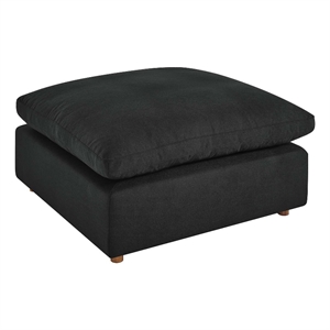 Pemberly Row 39&quot Down Filled Overstuffed Fabric Ottoman in Black