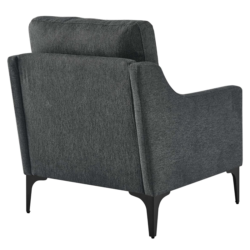 Pemberly Row Upholstered Fabric and Metal Armchair in Charcoal