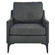 Pemberly Row Upholstered Fabric and Metal Armchair in Charcoal