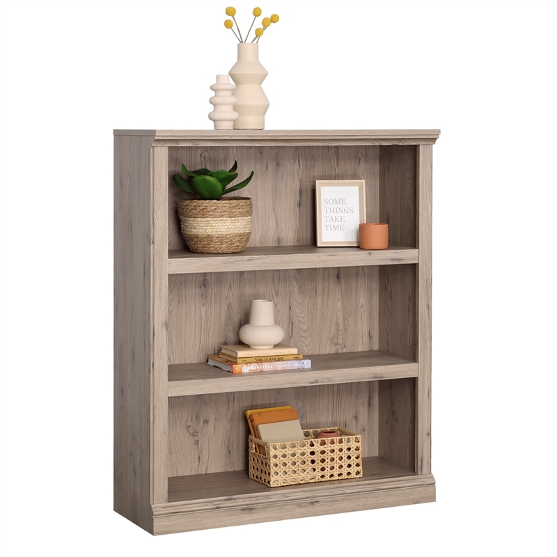 Pemberly Row Contemporary Engineered Wood 3-Shelf Bookcase in Laurel Oak
