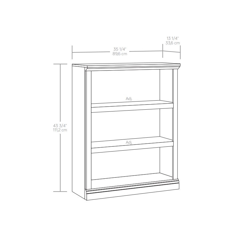 Pemberly Row Contemporary Engineered Wood 3-Shelf Bookcase in Laurel Oak