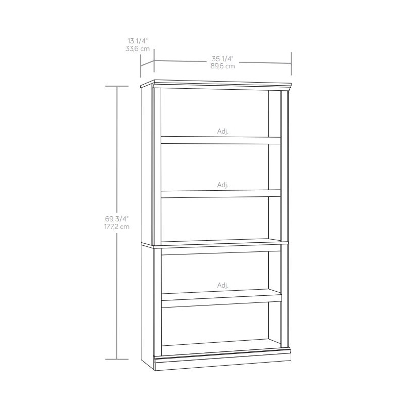 Pemberly Row Engineered Wood 5-Shelf Bookcase in Pacific Maple