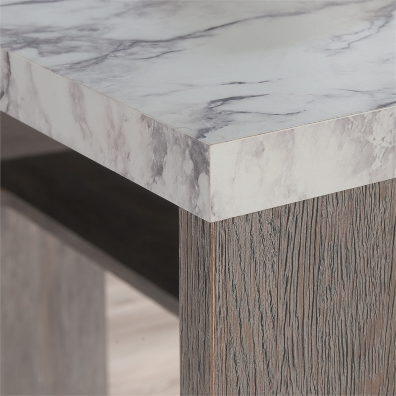 Pemberly Row Engineered Wood L-Shaped Desk in Ashen Oak Finish