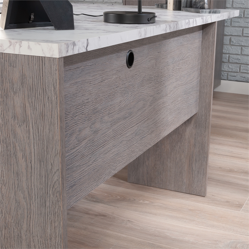 Pemberly Row Engineered Wood L-Shaped Desk in Ashen Oak Finish