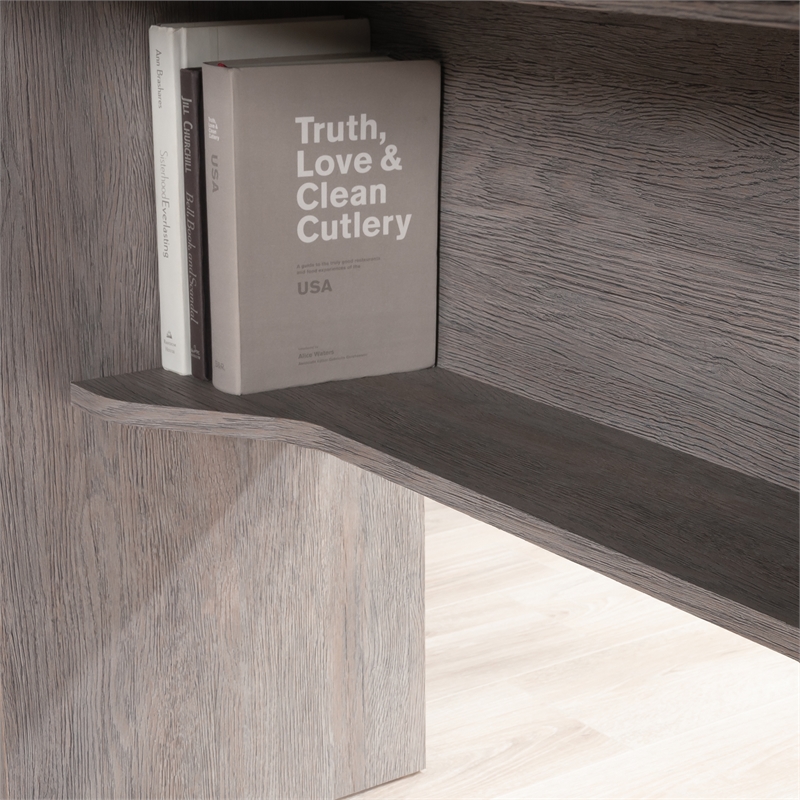 Pemberly Row Engineered Wood L-Shaped Desk in Ashen Oak Finish
