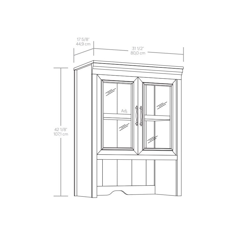 Pemberly Row Engineered Wood Library Hutch in Brushed Oak Finish