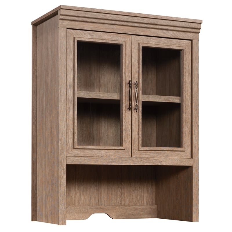 Pemberly Row Engineered Wood Library Hutch in Brushed Oak Finish