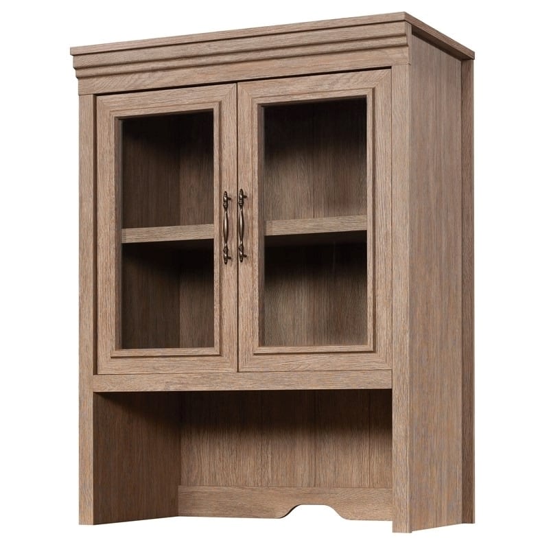 Pemberly Row Engineered Wood Library Hutch in Brushed Oak Finish